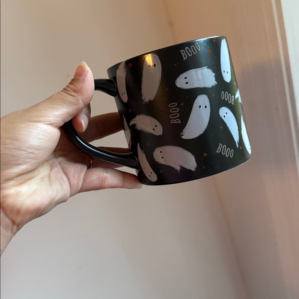 Halloween Ghost Boo Coffee Mug - Black and White